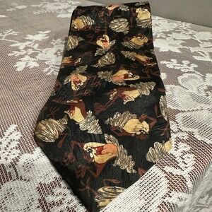 Looney Tunes Necktie Mens OS Black Vintage 1995 Taz Tasmanian Devil Excellent